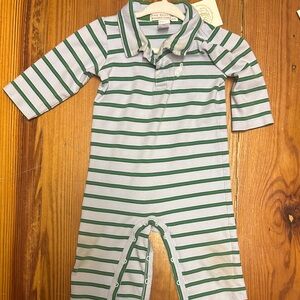 The Beaufort Bonnet Company Green and Blue Striped Rigsby Romper
